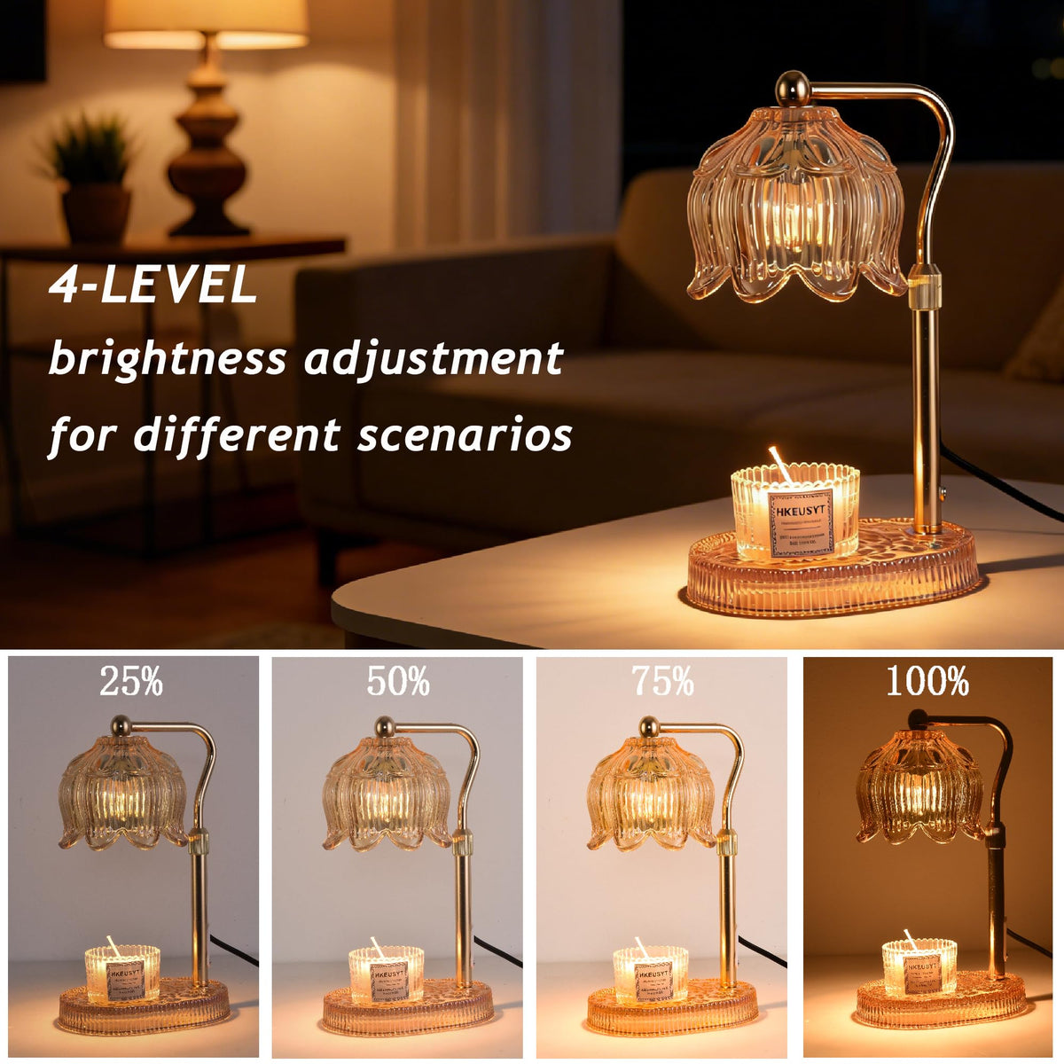 Amber Dimmable Height Adjustable Candle Warmer Lamp M492