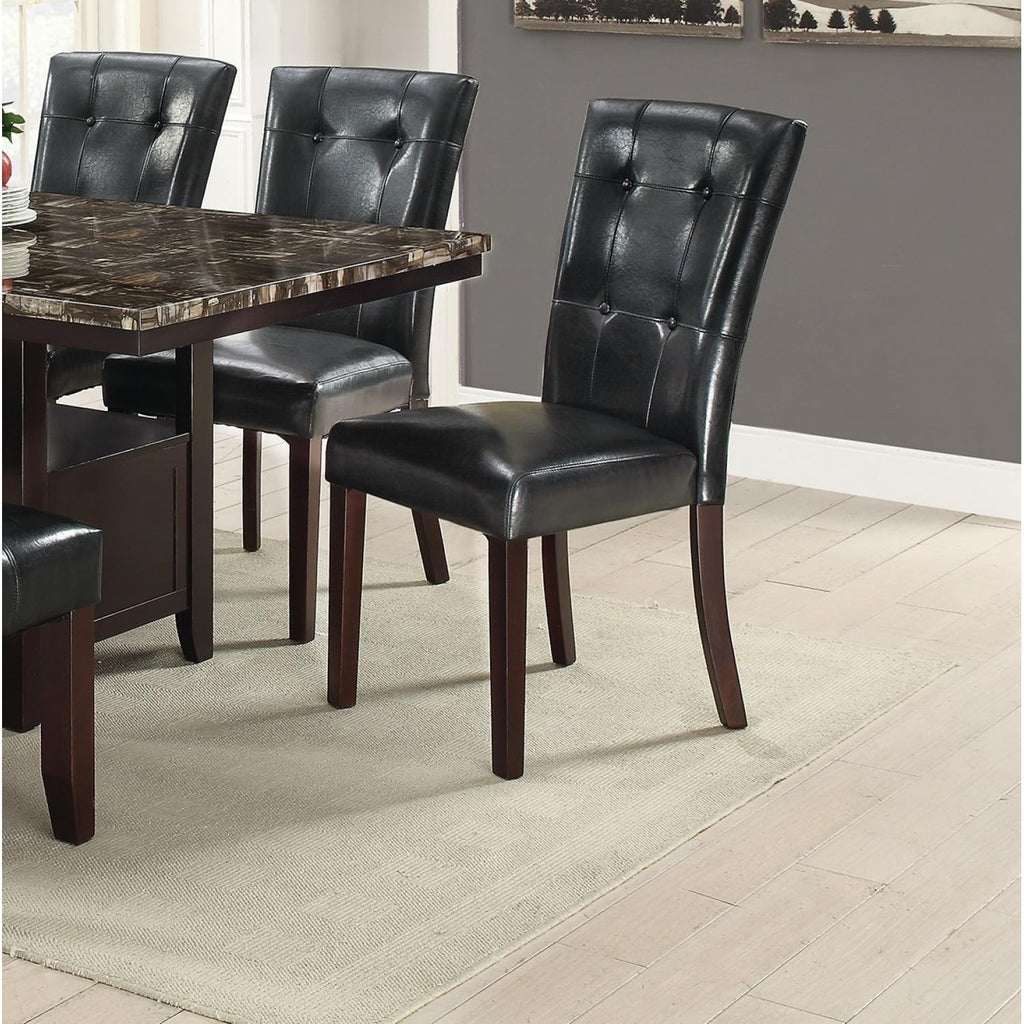 Black Faux Leather Tufted Parson Chairs Set of 2 H992