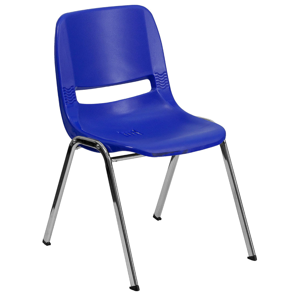 Navy Ergonomic Shell Stack Chair with Chrome Frame U65643
