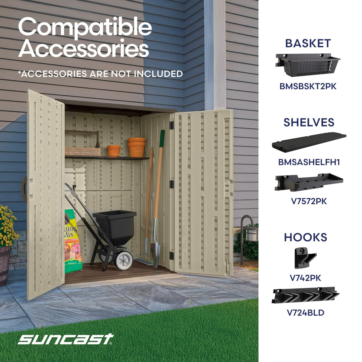Water Resistant Resin Vertical Outdoor Storage Shed 54 cu. ft. J543182