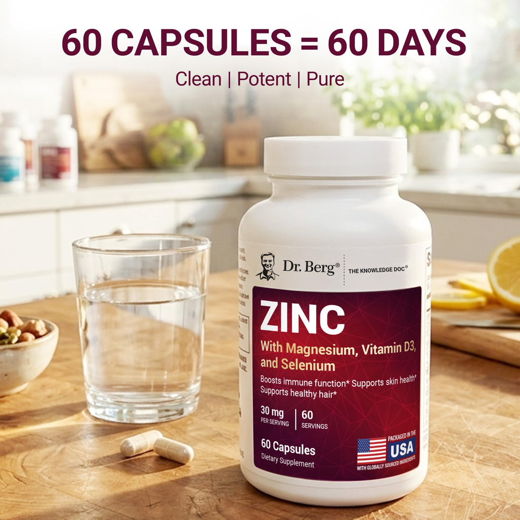 Zinc 30 mg 60 Capsules Chelated with Vitamin D & Selenium H35078