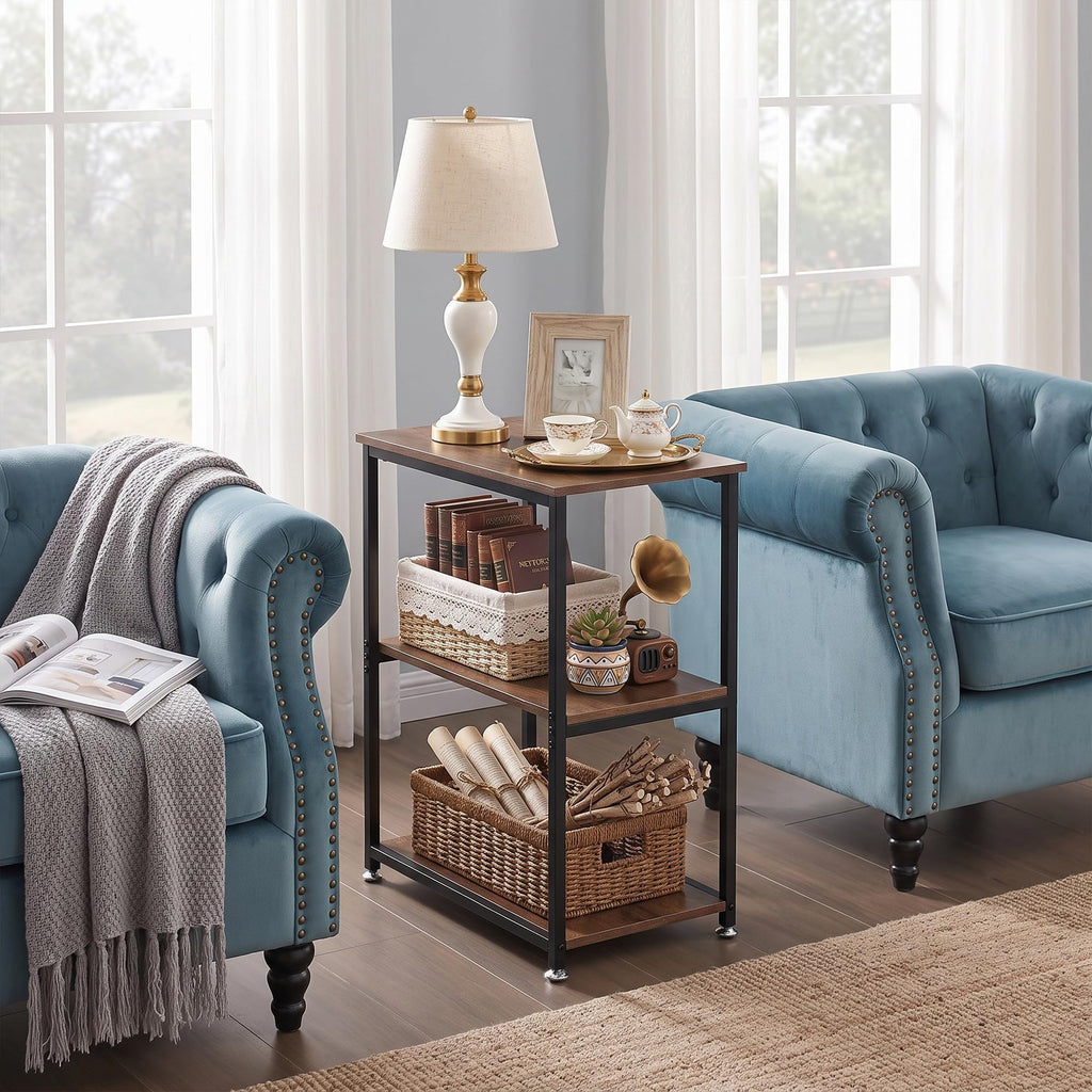 Tall End Side Table with 3-Tier Storage Shelf U791