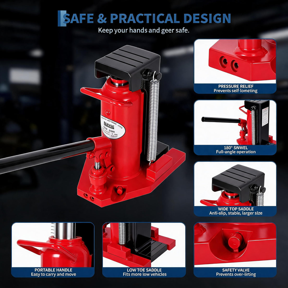 2.5 Ton Toe 5 Ton Top Air Hydraulic Floor Jack L656946