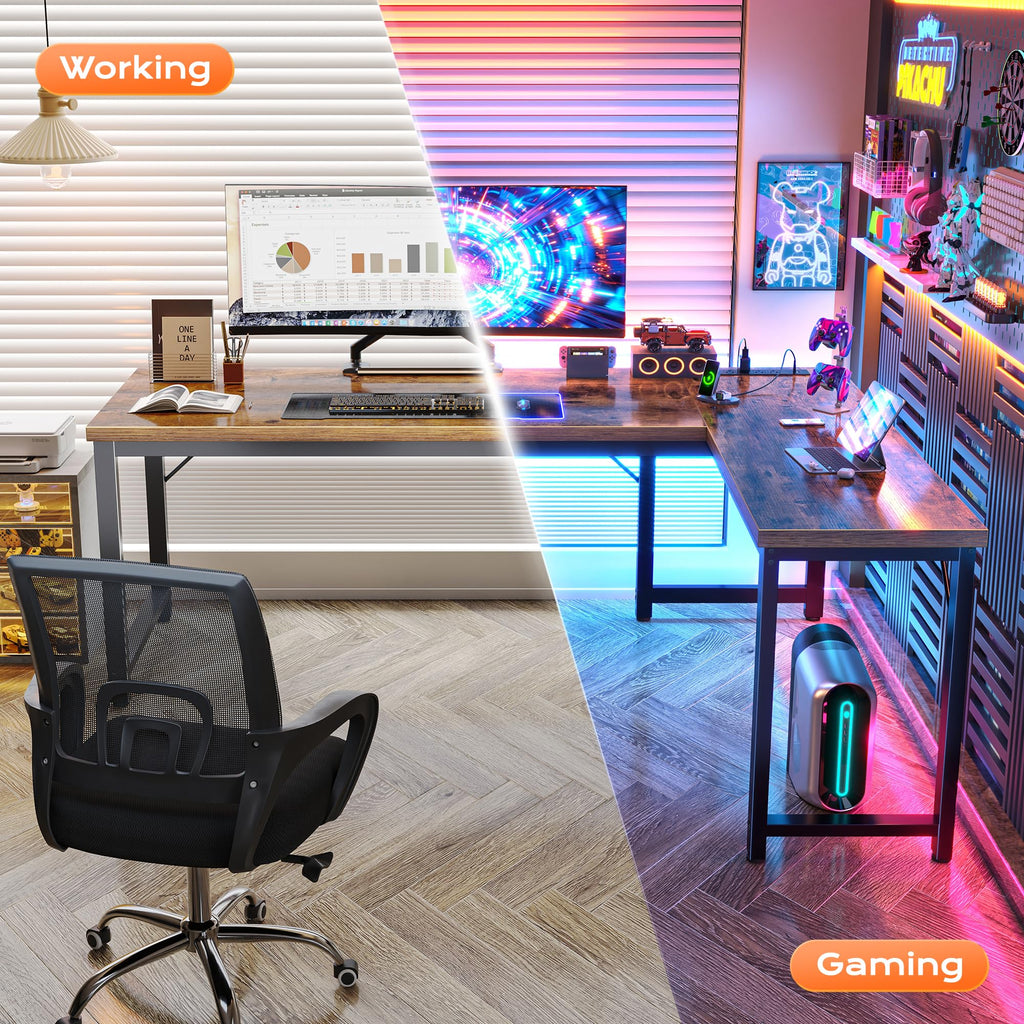 63 Inch L Shaped Desk with Power Outlets A177