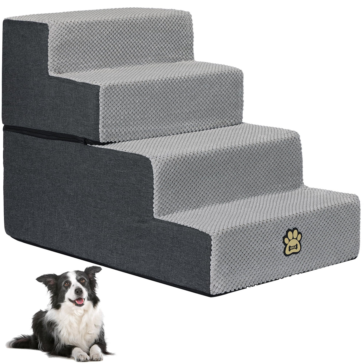 4-Step Foam Dog Stairs, 18-Inch, Gray D90851