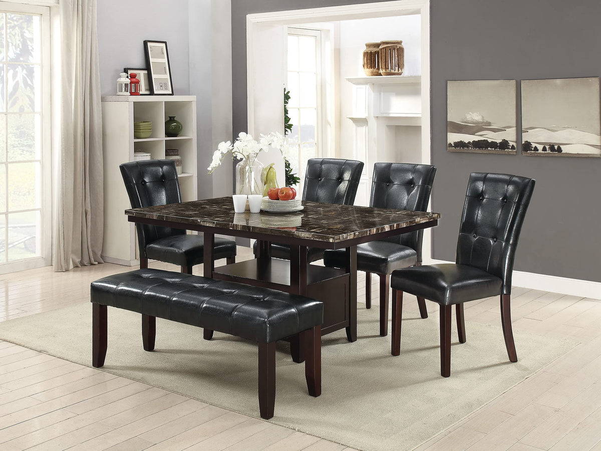 Black Faux Leather Tufted Parson Chairs Set of 2 H992