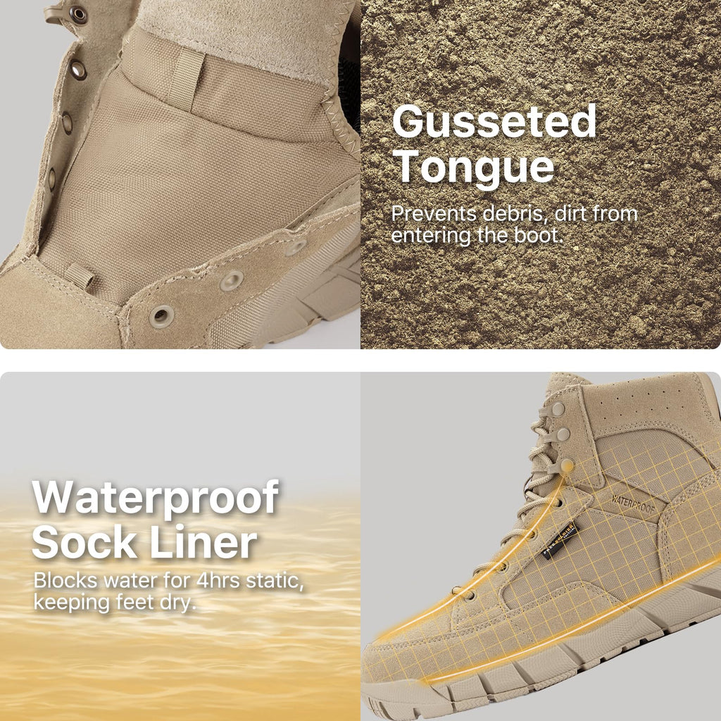 Men's 6 Inches Lightweight Waterproof Suede Leather Work Boots Q242716