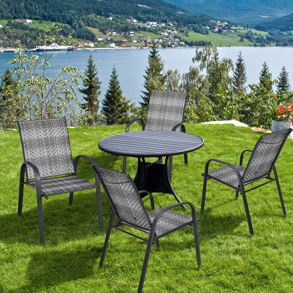 Stackable PE Wicker Patio Arm Chairs Set of 6 O18340