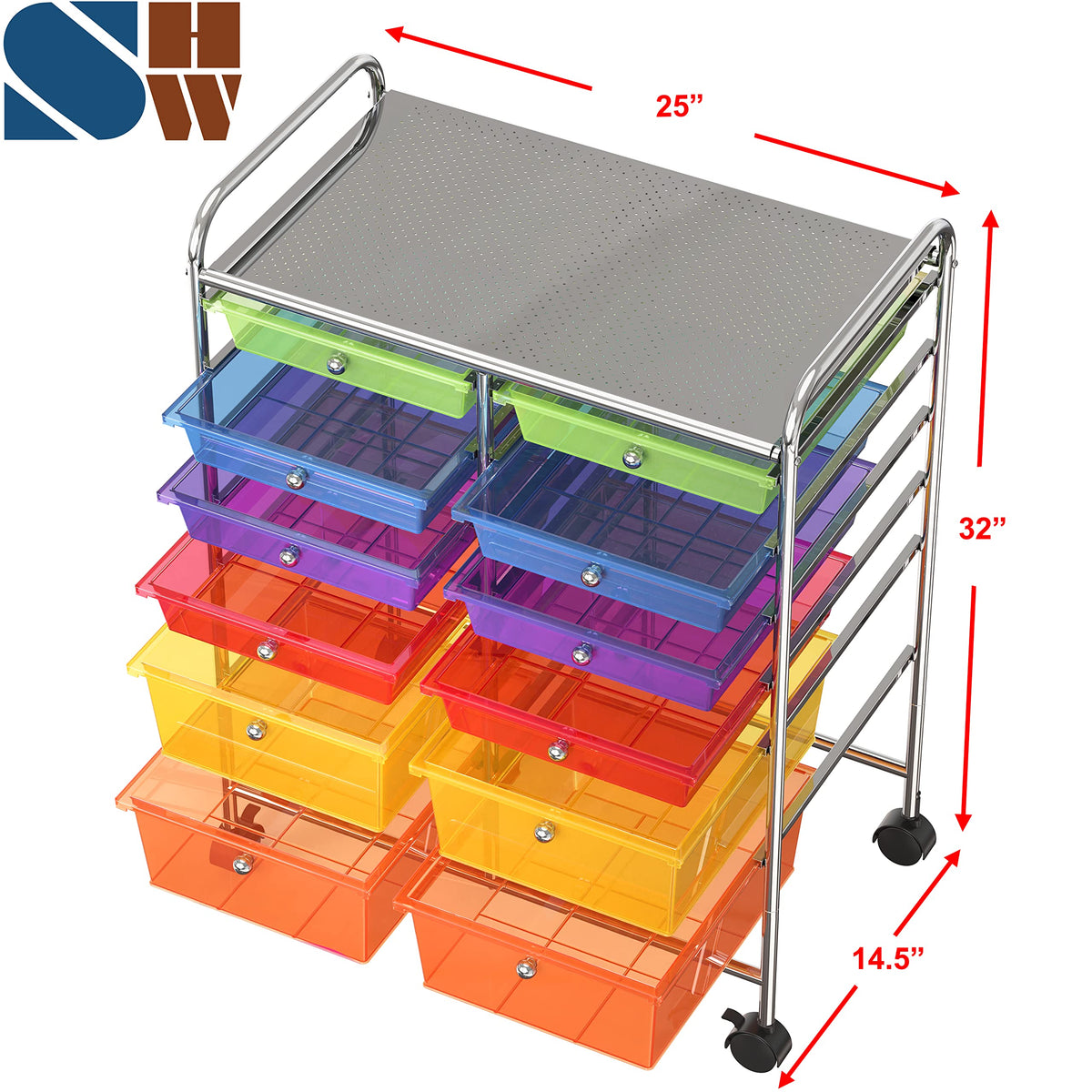 12 Drawers Rolling Utility Cart Organizer D6717