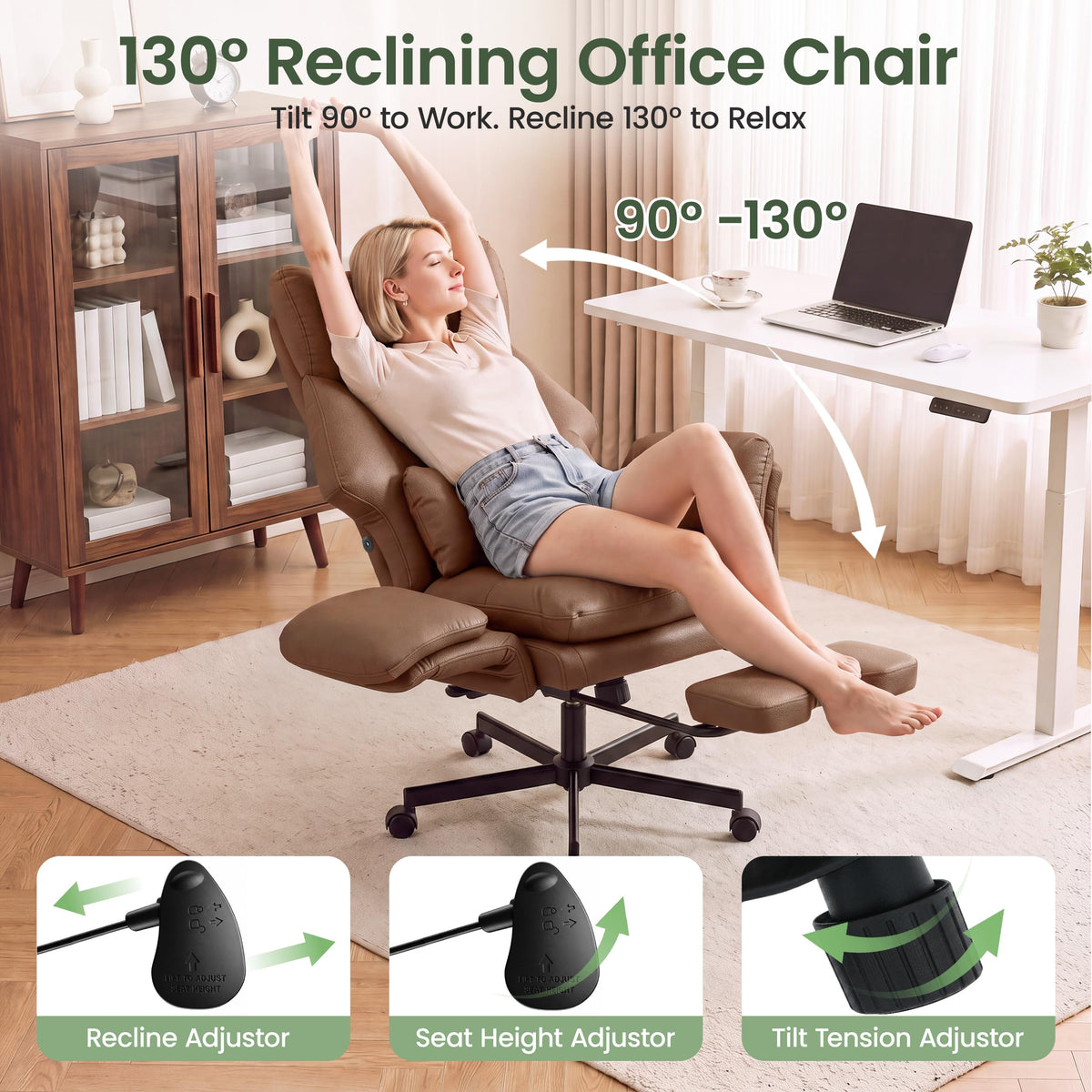3D Kneading Massage Office Chair with Footrest L299712