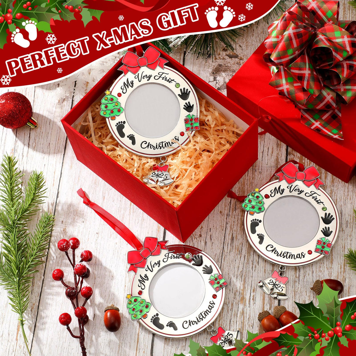 Baby's First Christmas Photo Ornament 2025 Picture Frame U34282