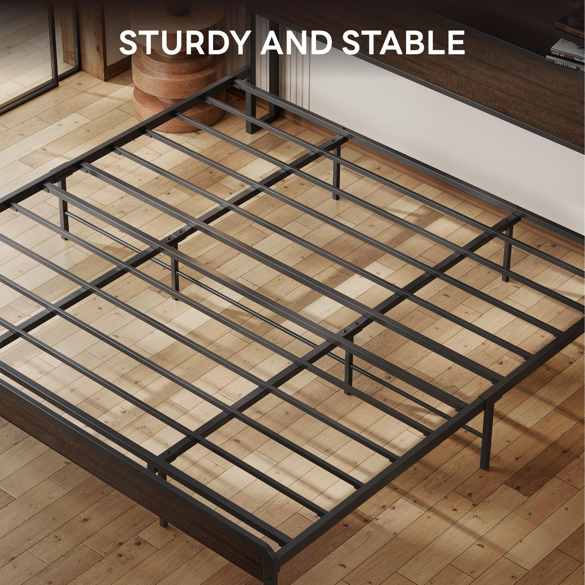 California King Bed Frames with Storage Shelf Headboard J30085